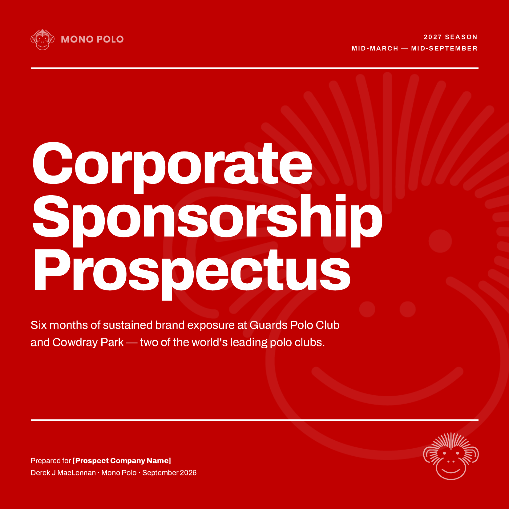 Prospectus cover — Corporate Sponsorship Prospectus, 2027 Season